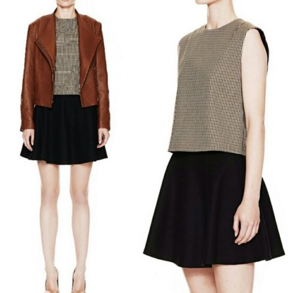 Theory Focha Wool Blend Plaid Sleeveless Crop Top Brown Size M - Picture 3 of 11